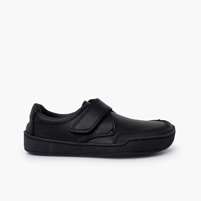 Boys’ leather barefoot school shoes Black