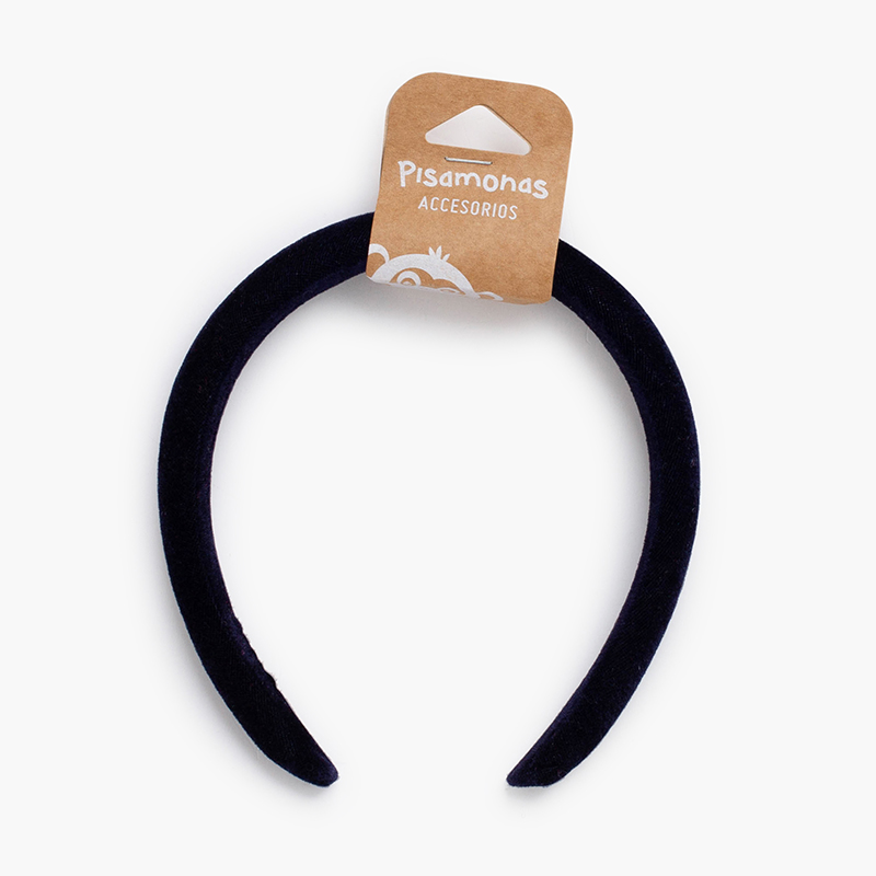 Padded Velvet Headband Navy Blue
