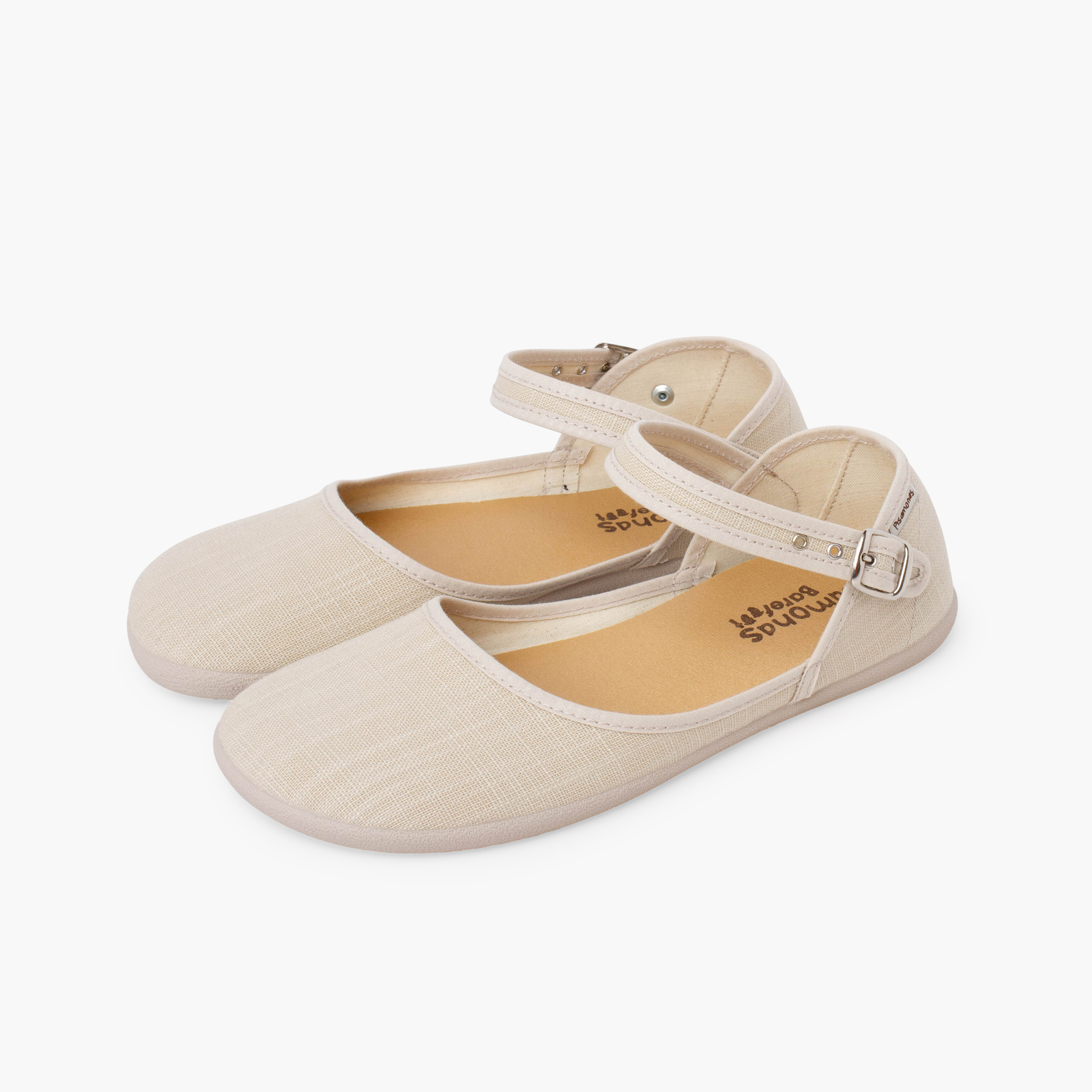 Low-cut barefoot Mary Janes women fine linen Sand