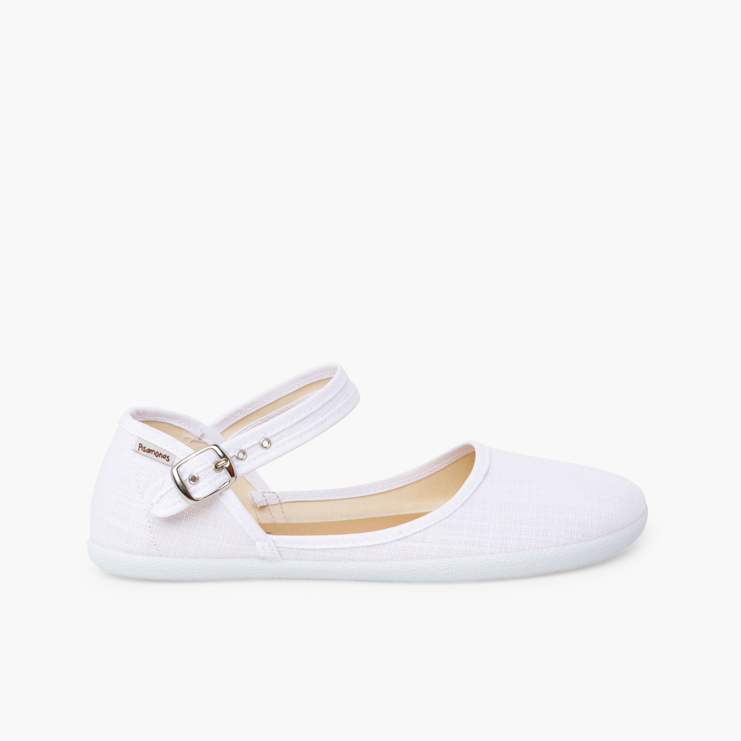 Low-cut barefoot Mary Janes women fine linen White