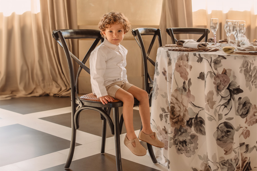 Barefoot suede T-bar shoes boys first steps