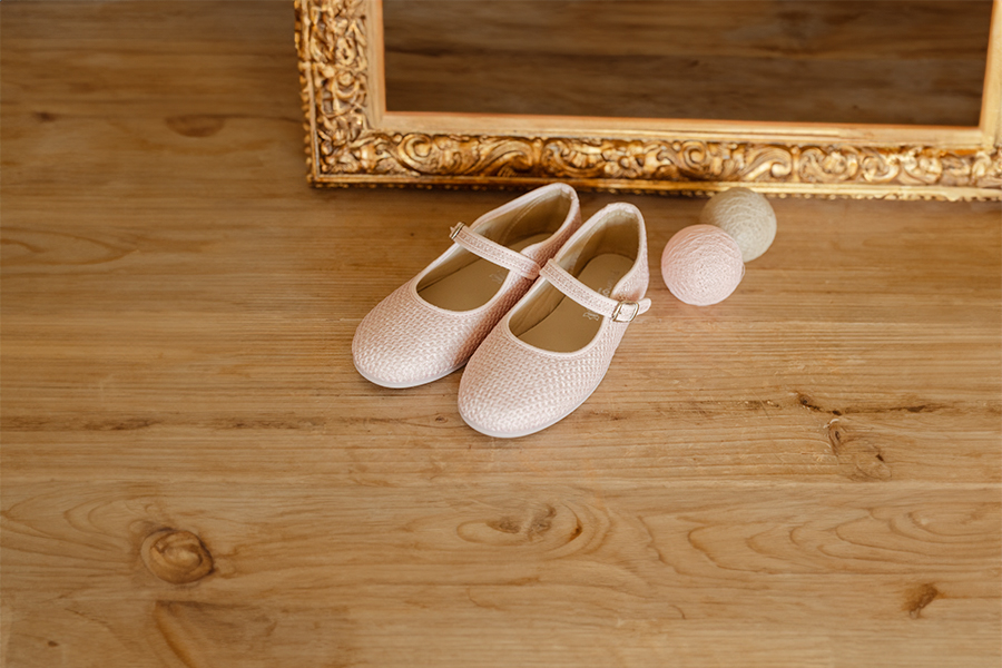 Girls’ ceremony Mary Janes rustic woven texture
