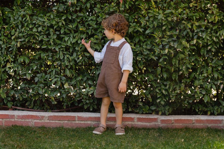 Kids' leather barefoot sandals double strap