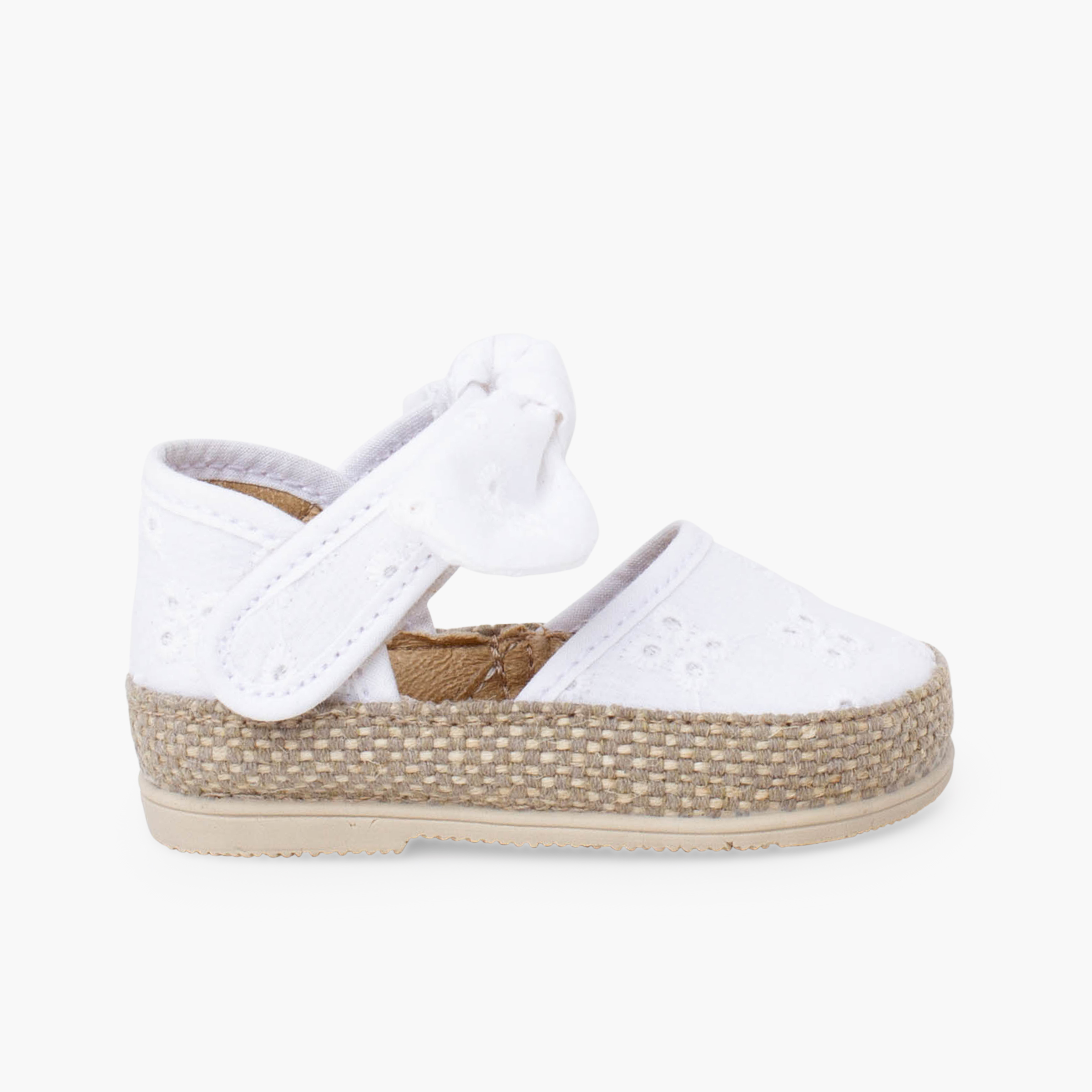 Baby espadrilles broderie anglaise bow White