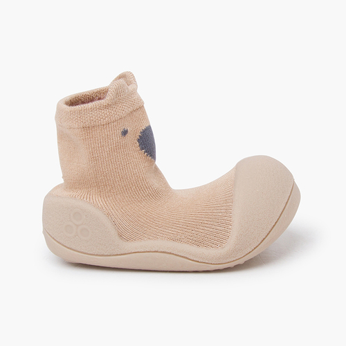 Baby shoes rounded toe animal design bamboo Beige