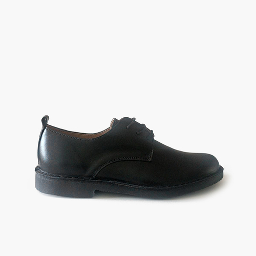 Boys' leather lace-up blucher shoes Black