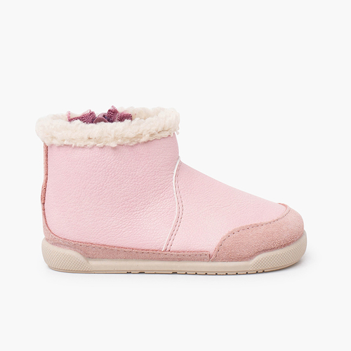 Barefoot boots neoleather shearling collar Pink