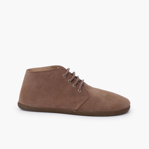 Barefoot suede lace-up boots Taupe