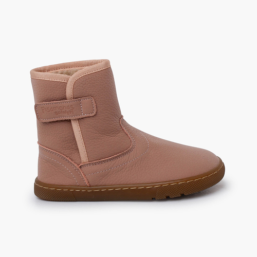 Barefoot leather boots sheepskin-like Pink