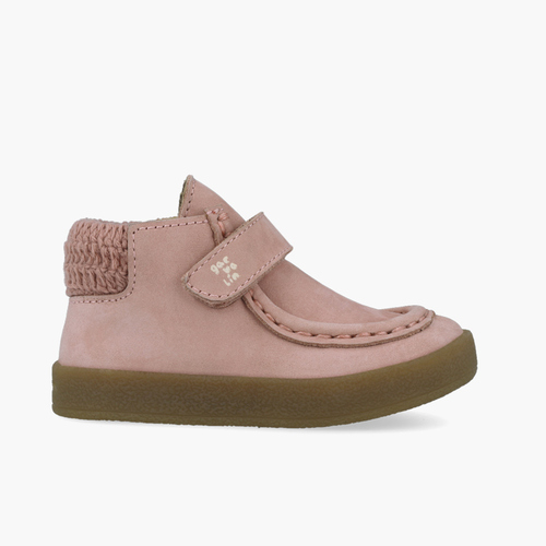 Wallaby ankle boots lined collar hook-and-loop strap Pink