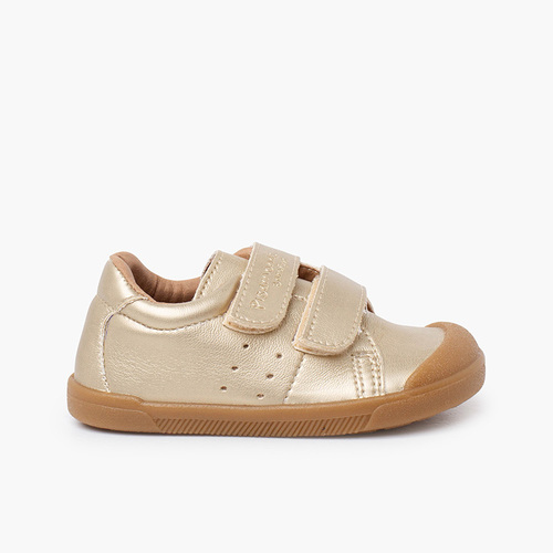 Soft barefoot trainers vegan leather metallic colours Gold