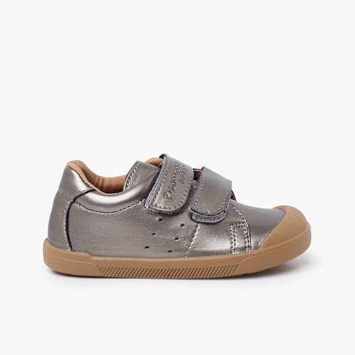 Soft barefoot trainers vegan leather metallic colours Silver