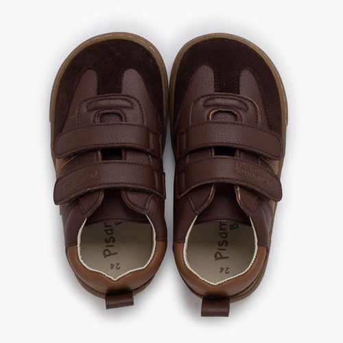 Kids’ Barefoot Trainers Side Stripes Brown