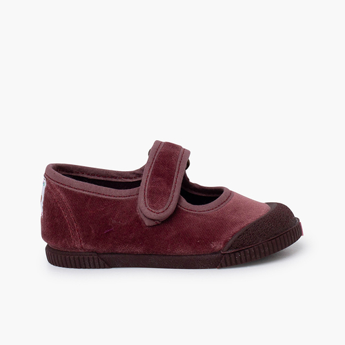 Barefoot velvet mary janes rubber toe Old Rose