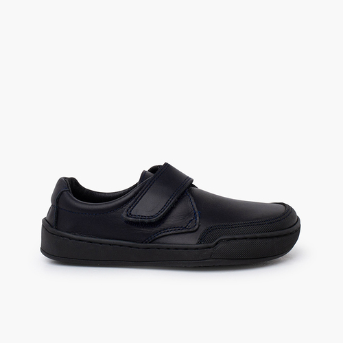 Boys’ leather barefoot school shoes Navy Blue