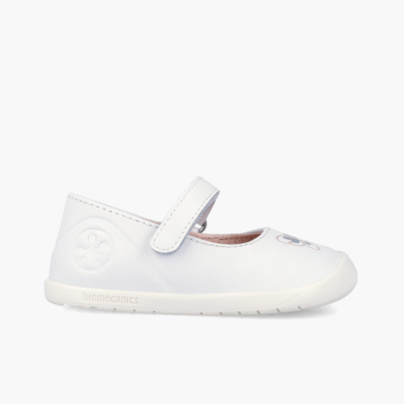 Barefoot leather mary janes butterfly White