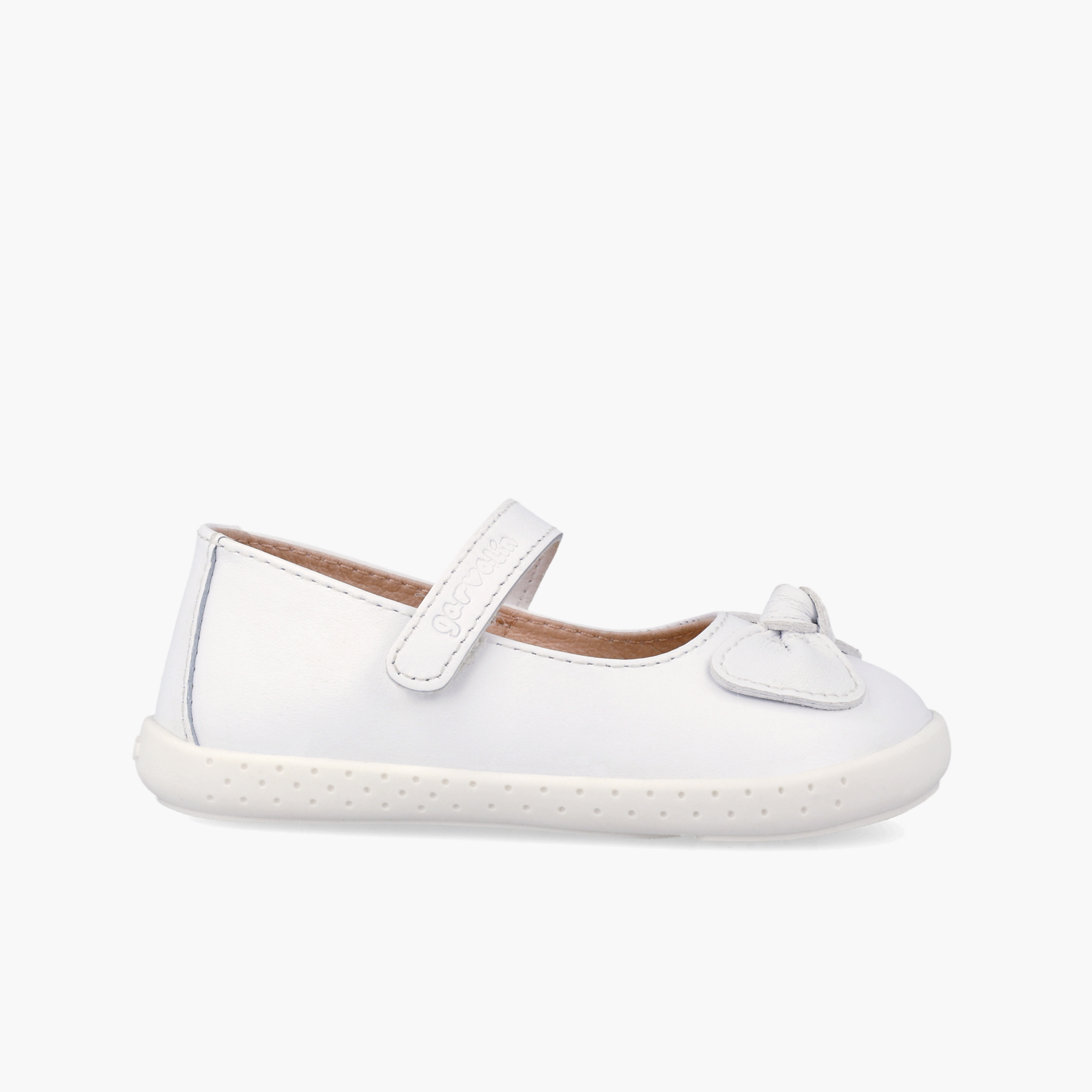 Barefoot leather mary janes bow White
