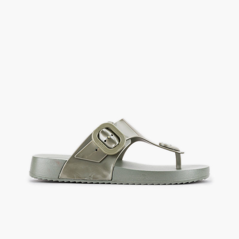 Bari metallic finish buckle sandals Green