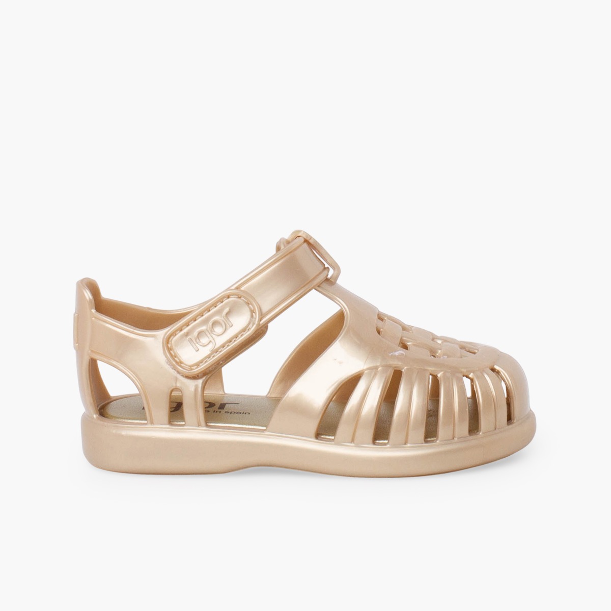 Jelly sandals hook-and-loop fastening Tobby pearl Champagne