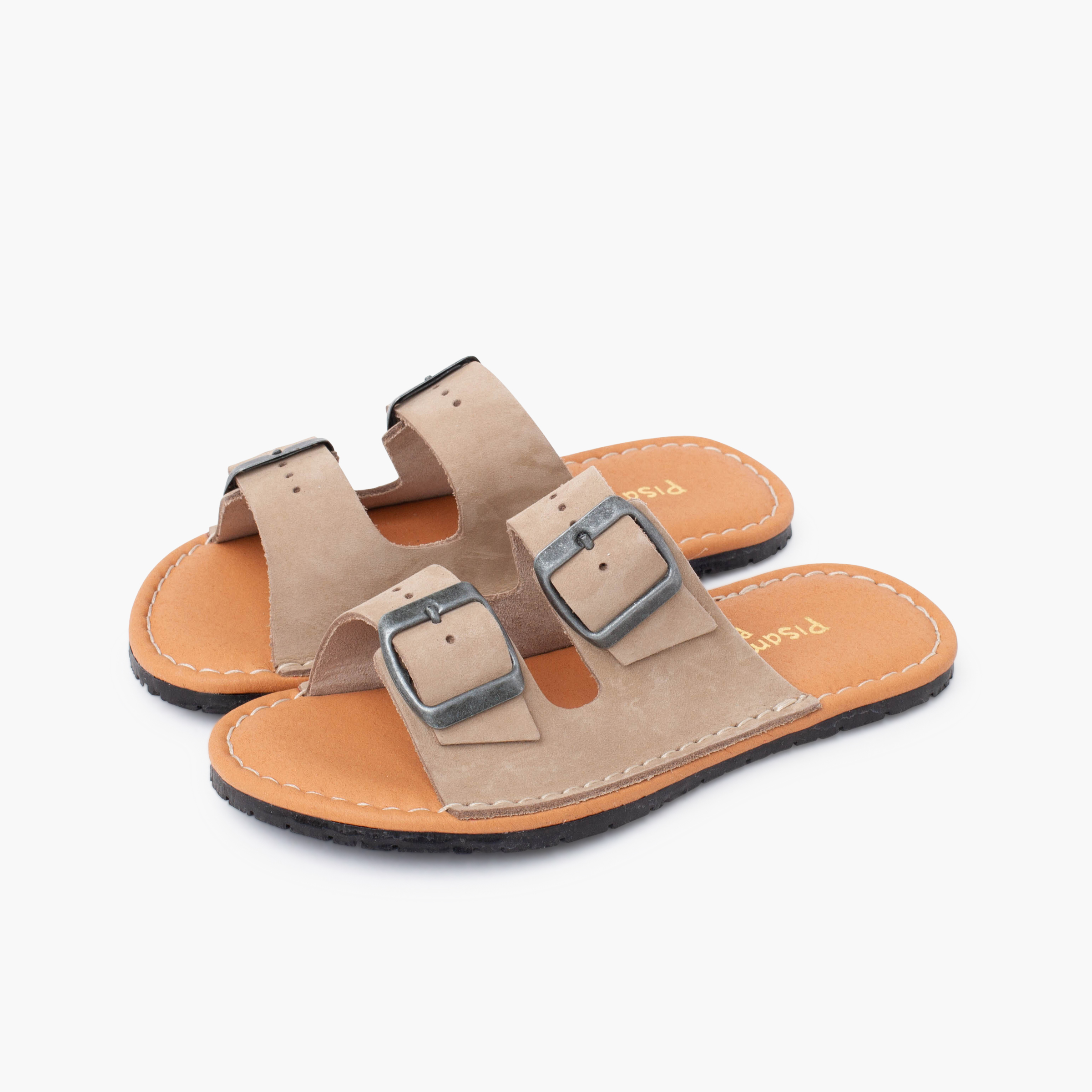 Barefoot double buckle nubuck sandals Sand