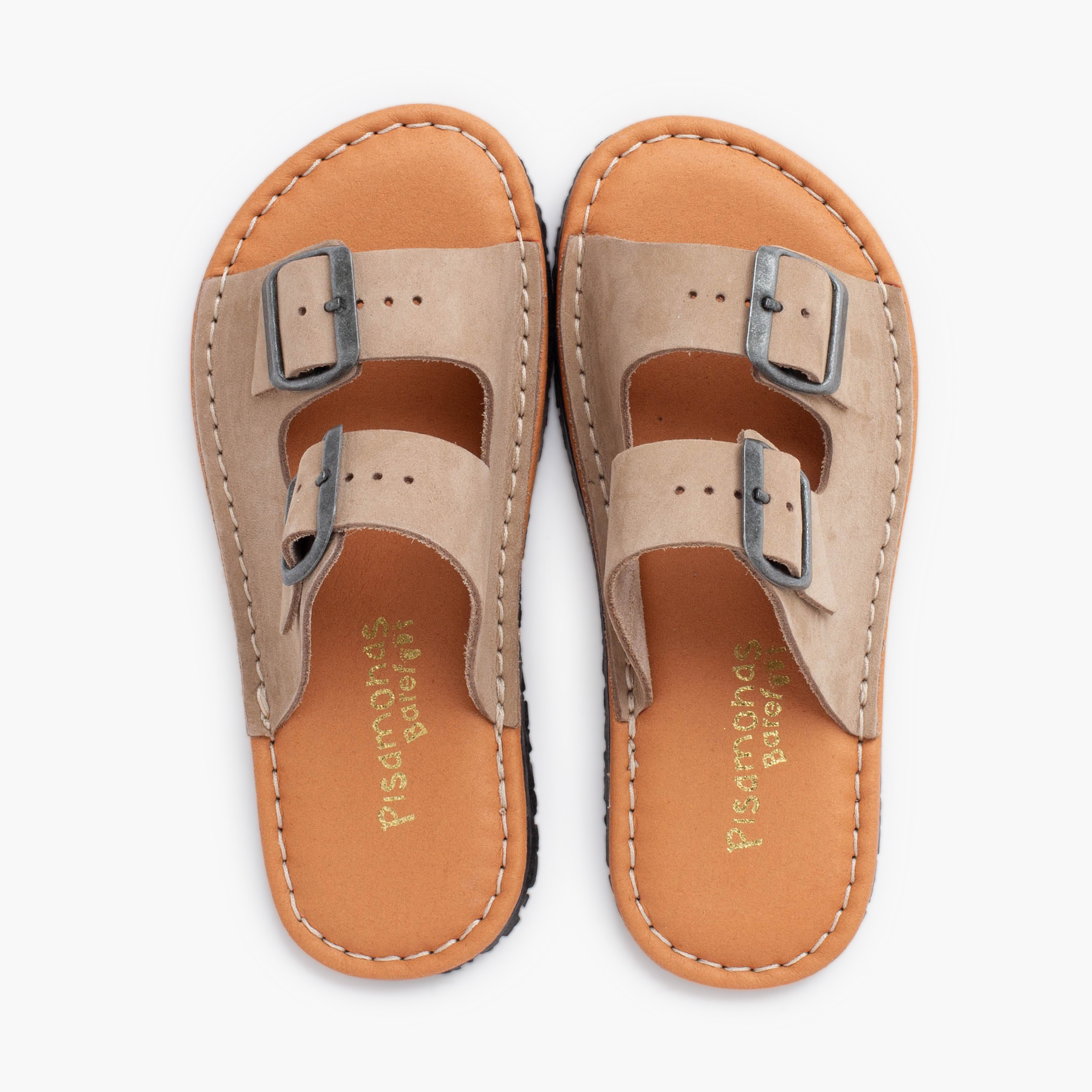 Barefoot double buckle nubuck sandals Sand
