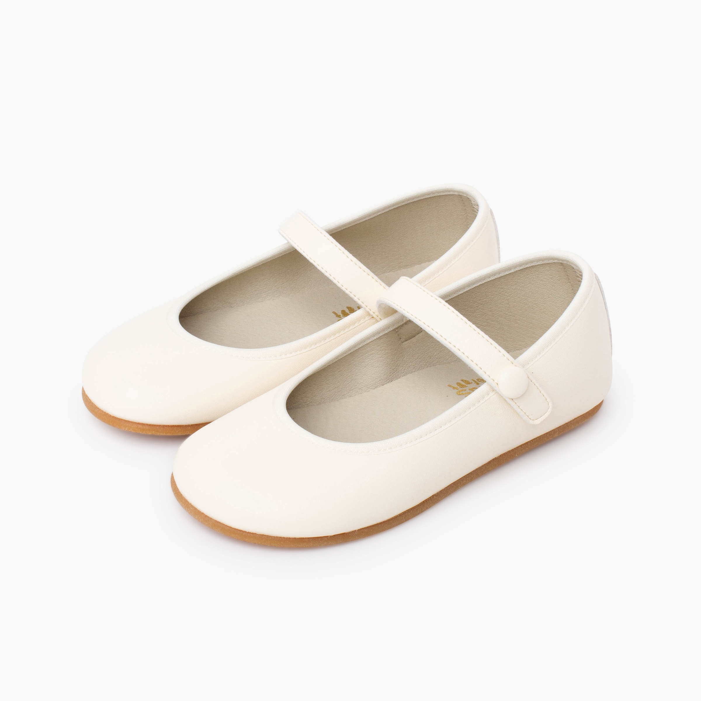 Barefoot Communion Mary Janes hook-and-loop button Off-White