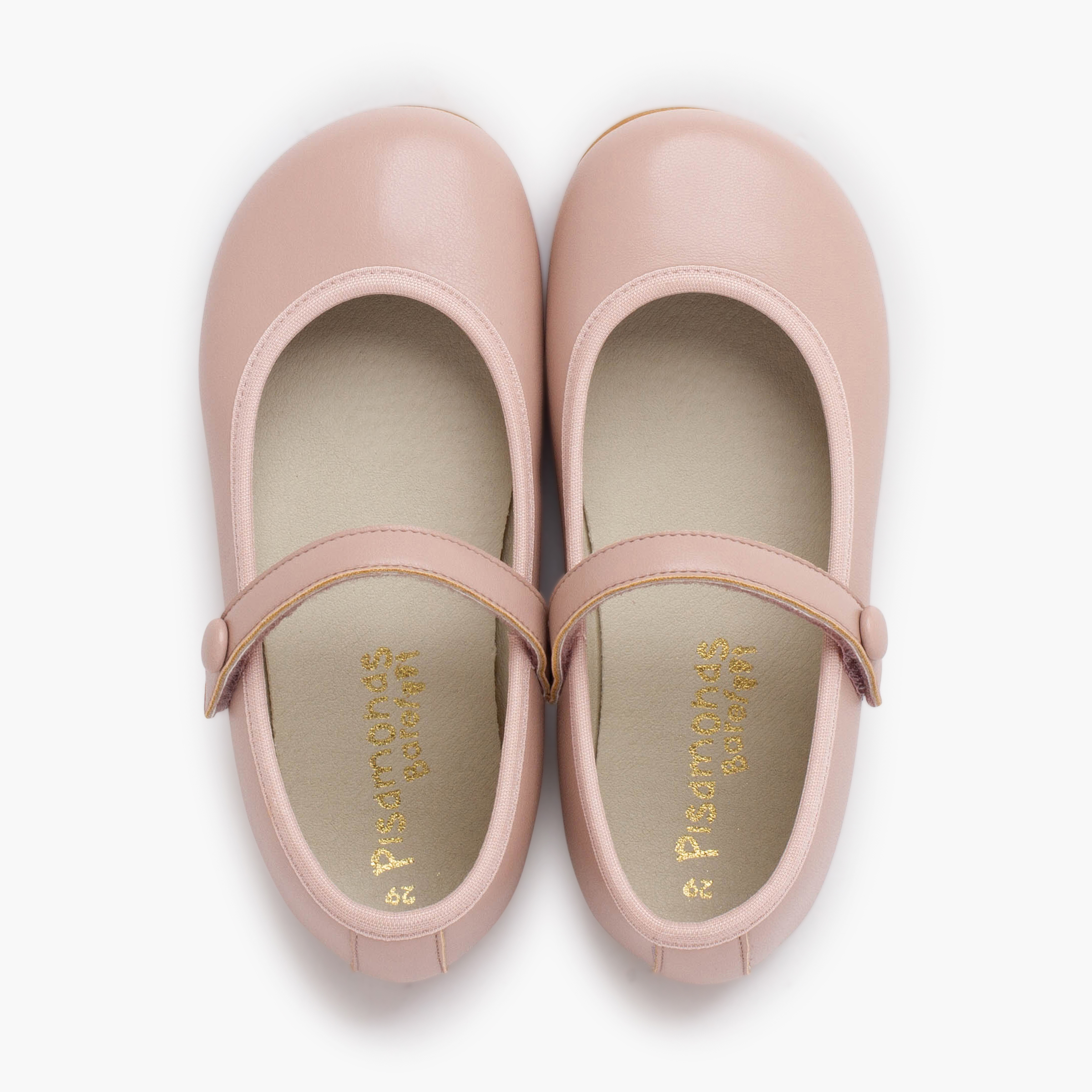 Barefoot Communion Mary Janes hook-and-loop button Pink