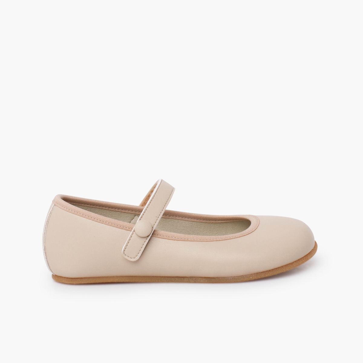 Barefoot Communion Mary Janes hook-and-loop button Beige