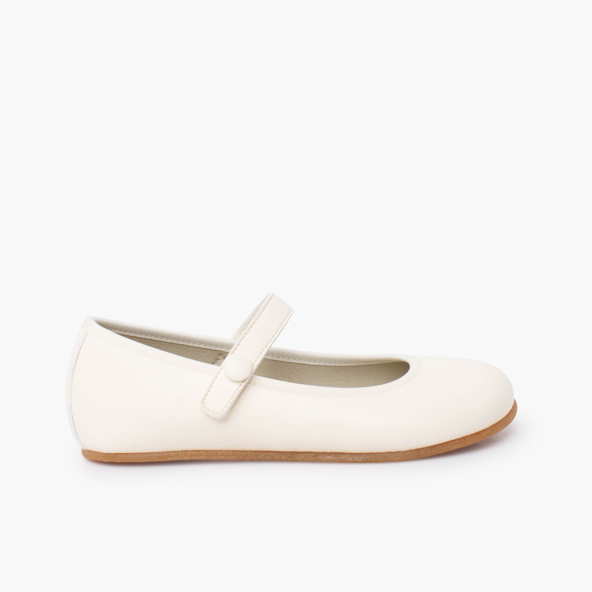 Barefoot Communion Mary Janes hook-and-loop button Off-White