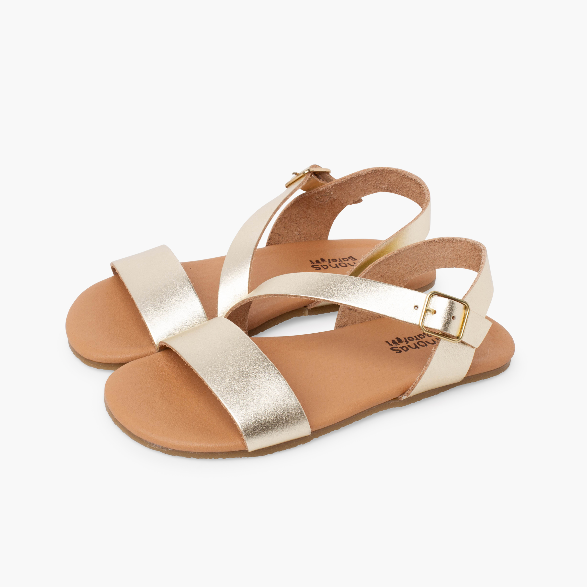Barefoot cross-strap sandals Champagne