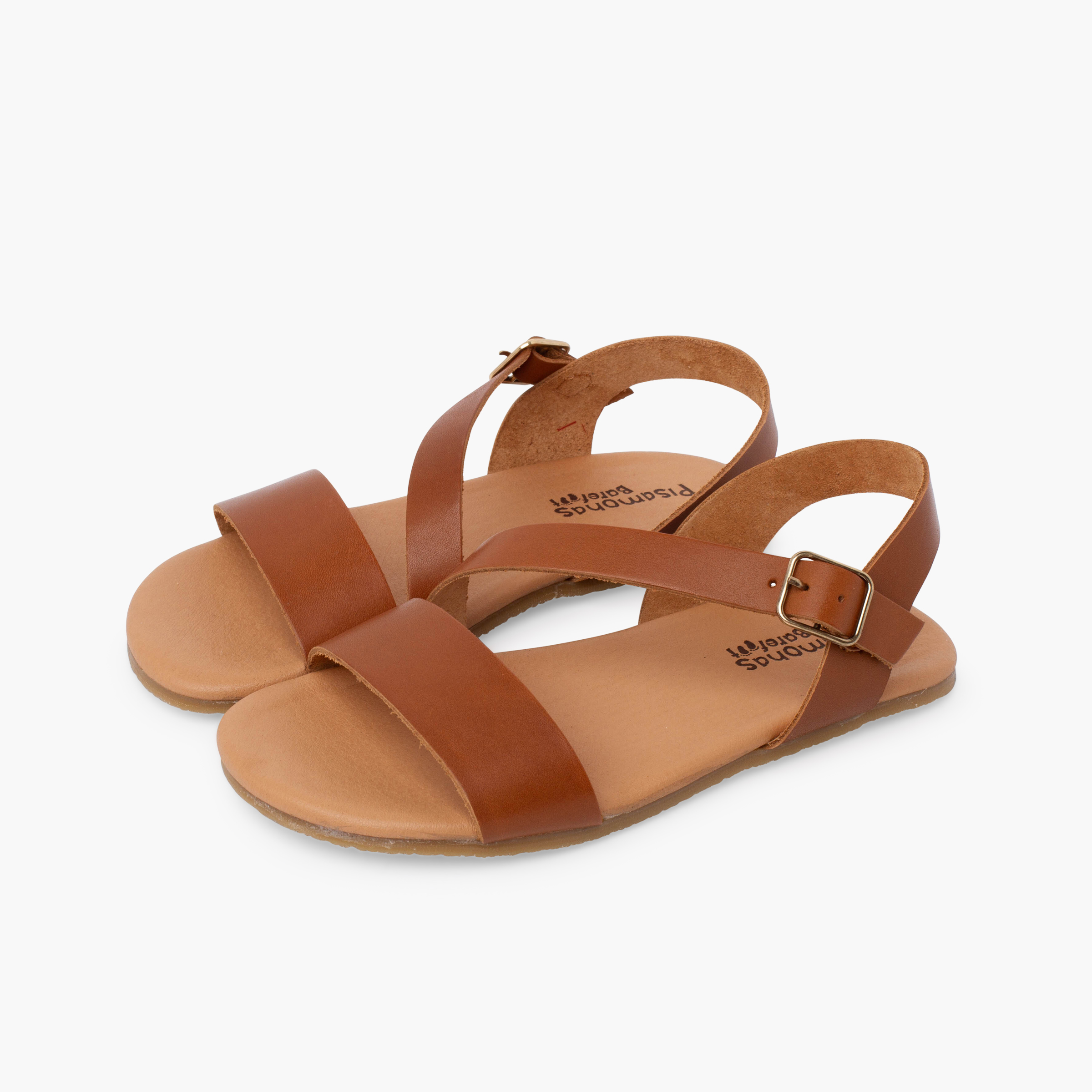 Barefoot cross-strap sandals Leather