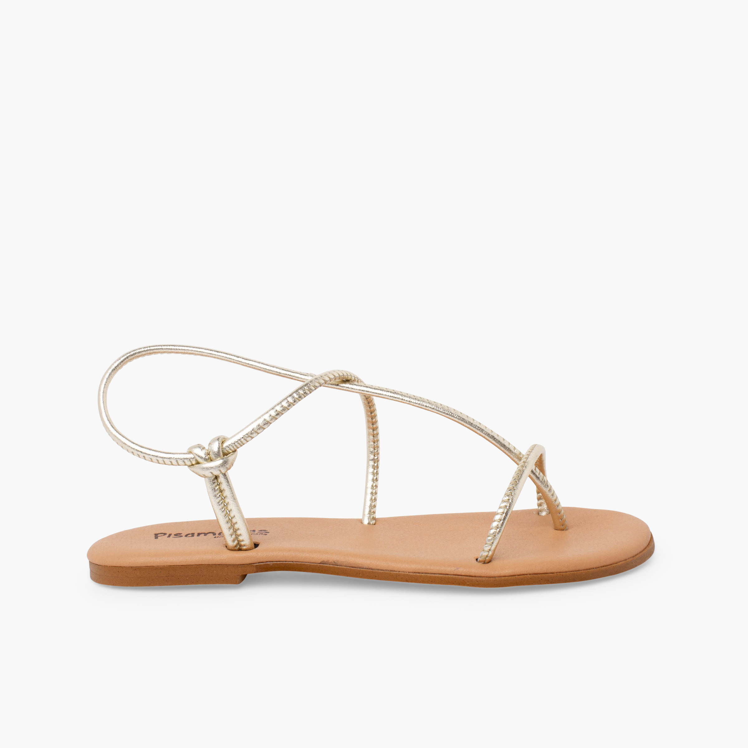 Sandals tubular straps cushioned insole Champagne
