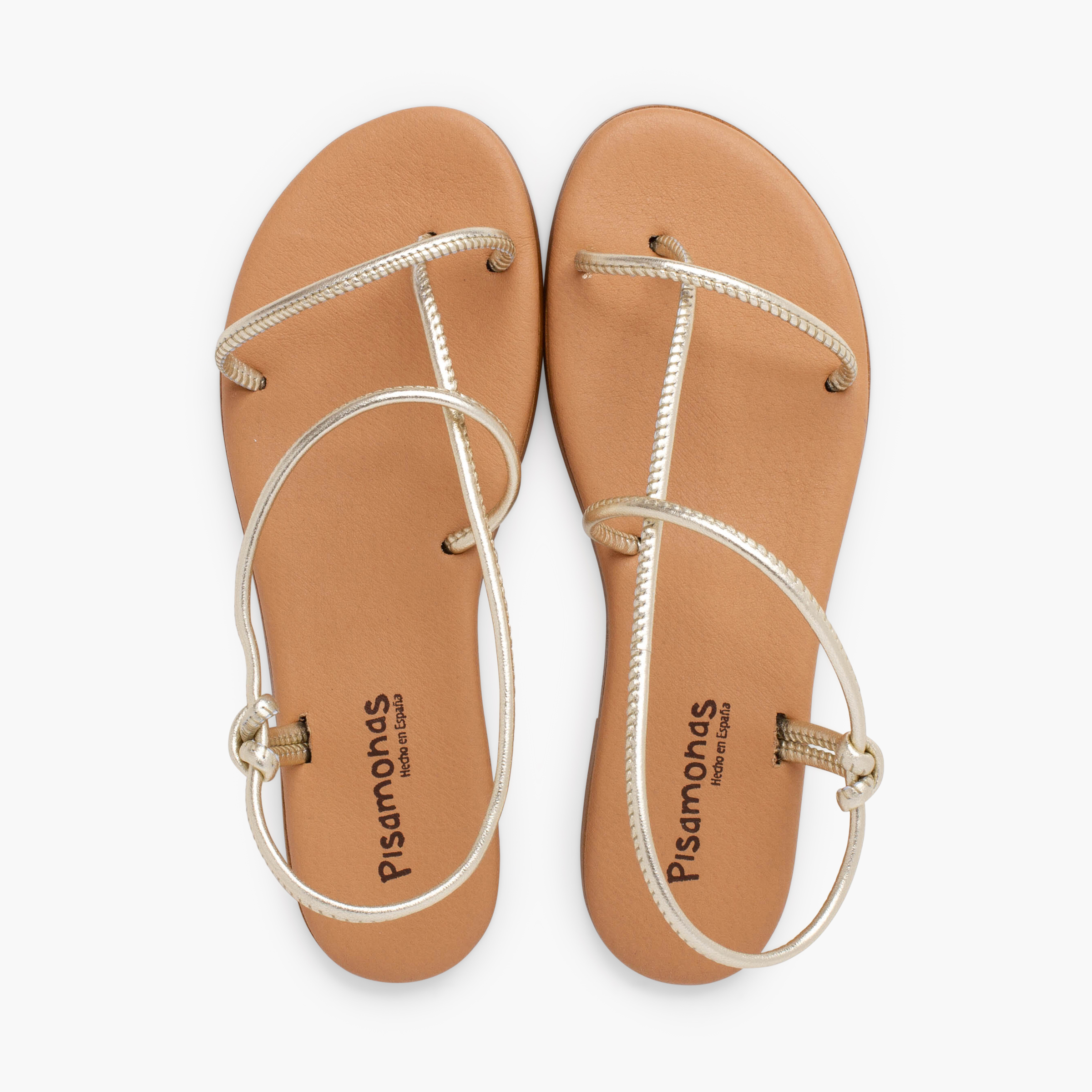 Sandals tubular straps cushioned insole Champagne