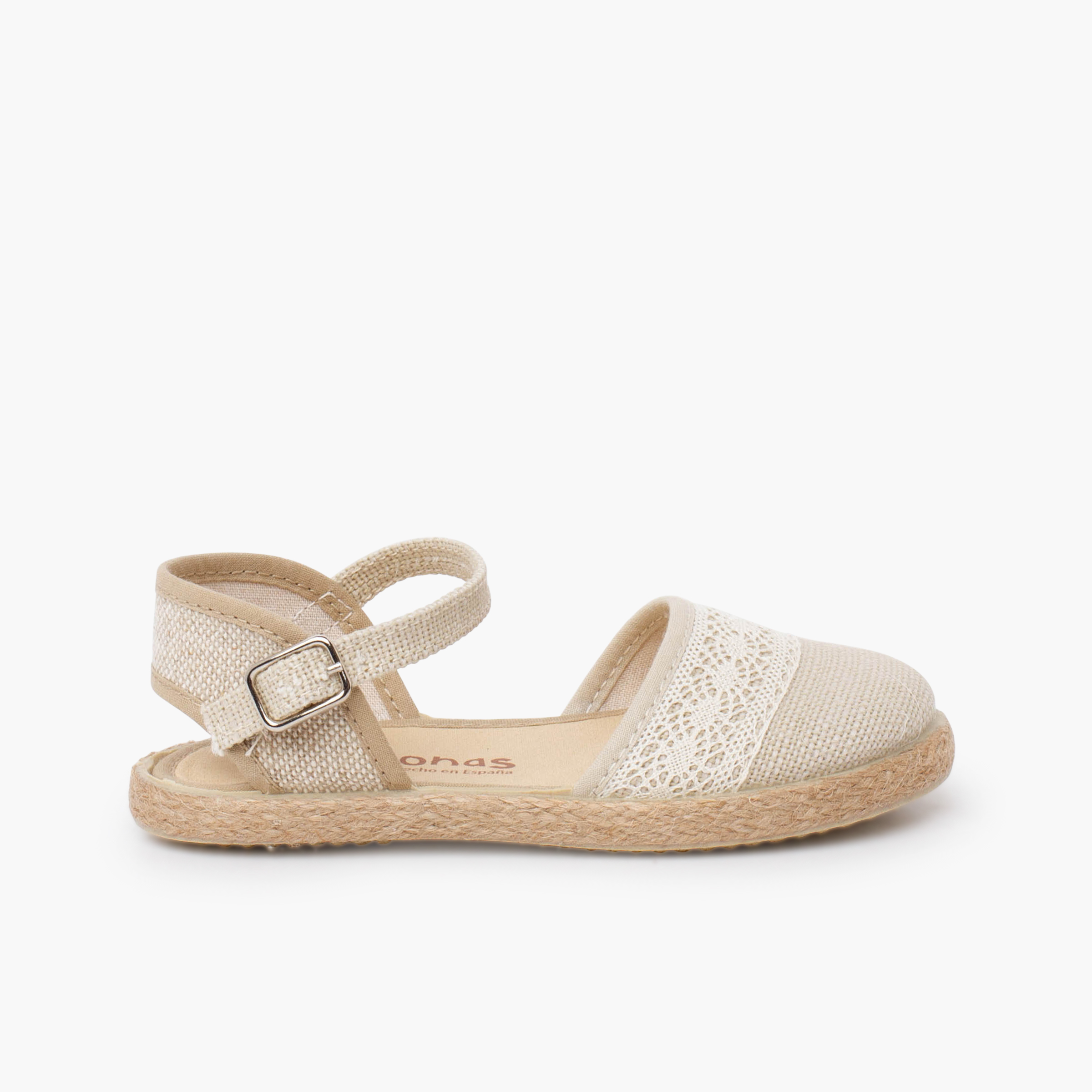 Linen ceremony espadrilles bobbin lace Off-White