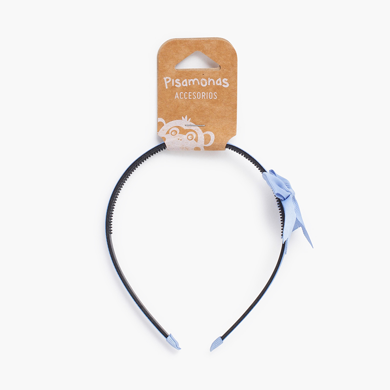 Fine toothed headband classic bow Blue Klein