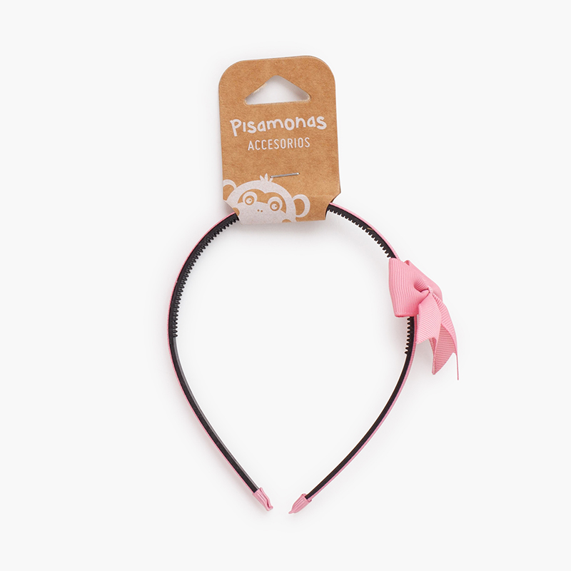 Fine toothed headband classic bow La France Pink