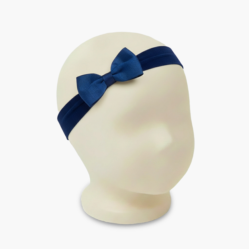 Elastic turban headband bow Navy Blue