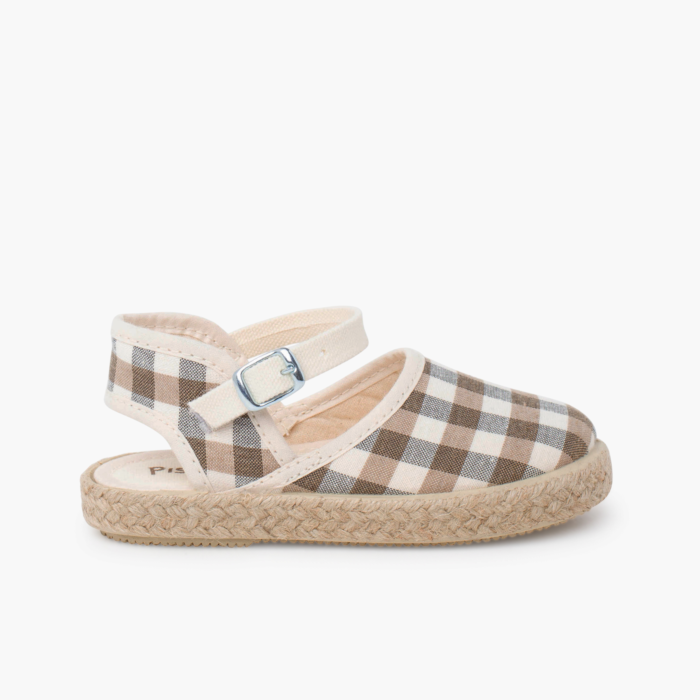 Girls' gingham espadrilles buckle strap Land