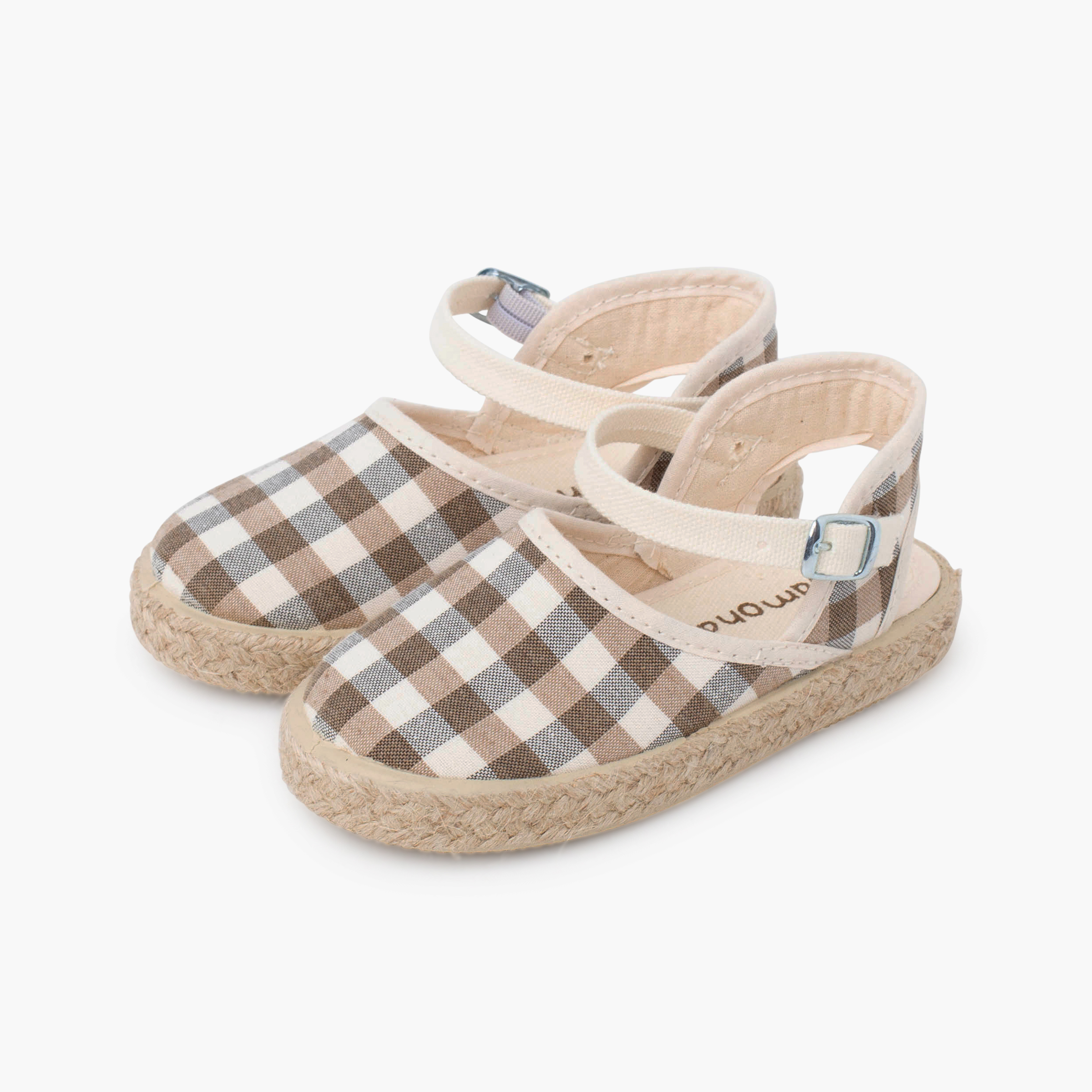 Girls' gingham espadrilles buckle strap Land