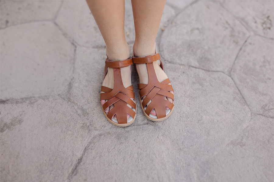 Barefoot closed sandals nappa leather