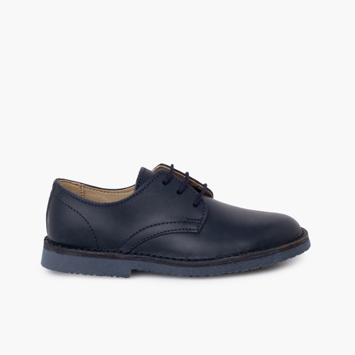 Smart leather blucher shoes for boys Navy Blue