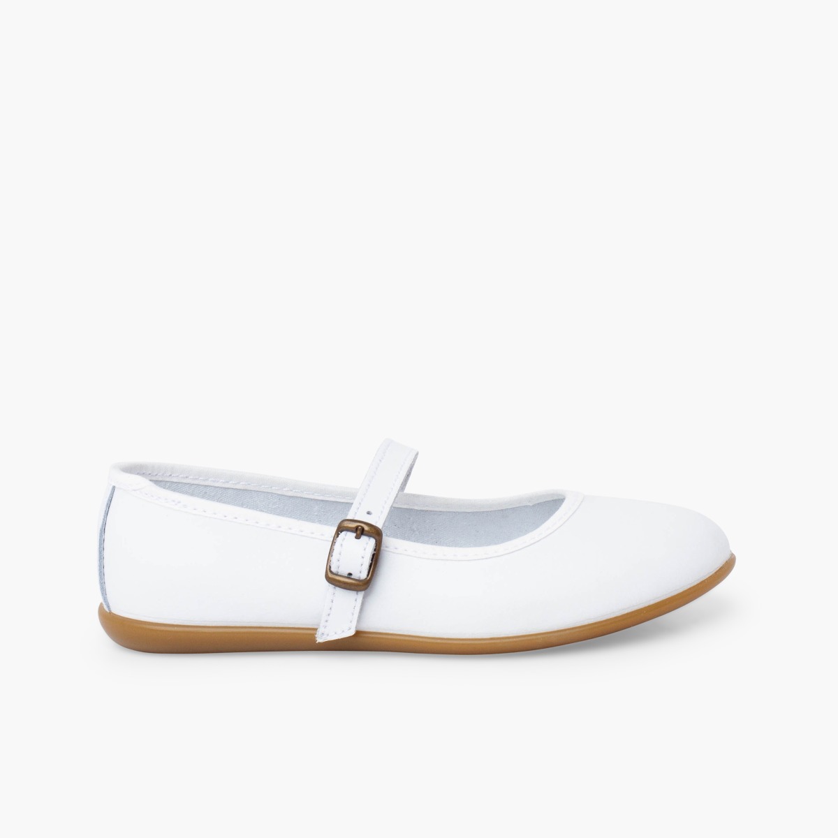 Washable leather-effect ceremony mary janes White