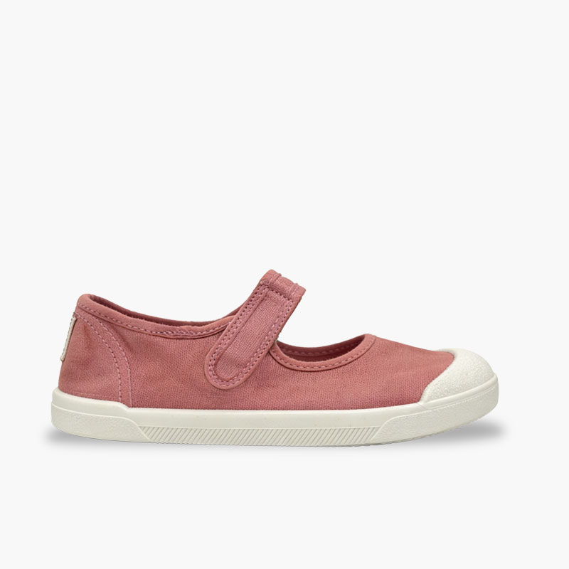 Girls' barefoot Mary Janes washed canvas Pink