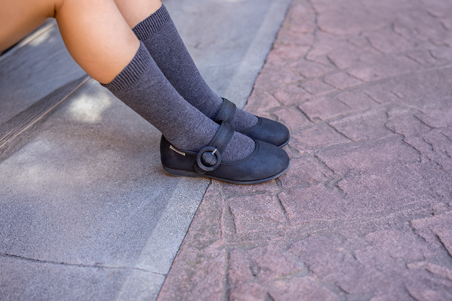 Leather-effect Mary Janes covered round buckle