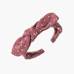 Ties headband with polka dots La France Pink