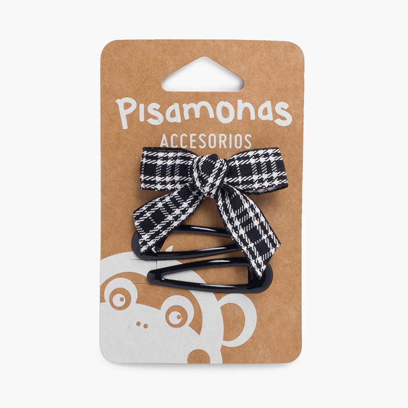 Tartan duck beak bow and hairpins pack Black