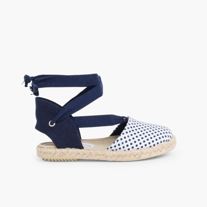 Spotty Valencia Espadrilles Navy Blue