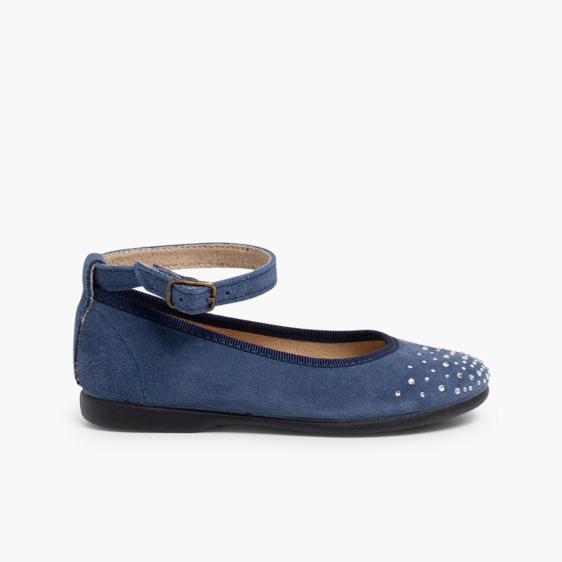 Embellished toe cap ankle strap Ballerinas Deep Blue
