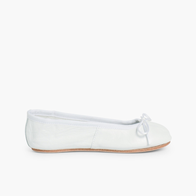 Girls & Womens Leather Ballerinas  White