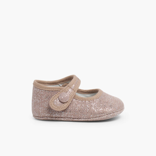 Mary Jane Booties Linen loop fasteners Blush pink